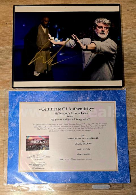"RARE" GEORGE LUCAS STAR WARS AUTOGRAPH ON SET PHOTO