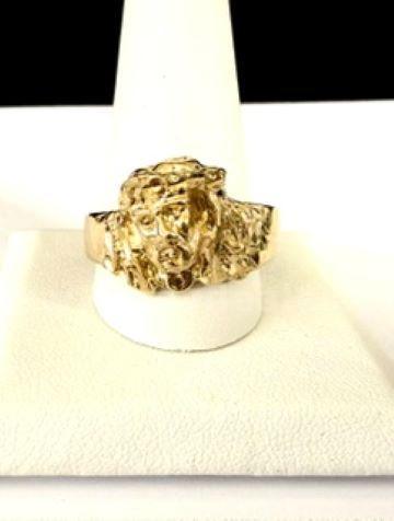 Men's, Size 13 1/2, 24k Gold, Jesus Ring