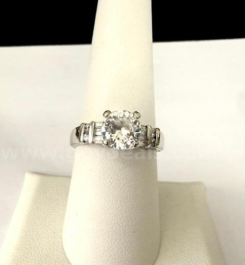 Gorgeous, Size 8, Rhodium Clad (Silver), 3 Carat, CZ Solitaire Wedding Ring