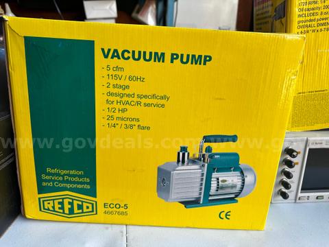 REFCO ECO-5 5 CFM Two-Stage Vacuum Pump – HVAC/R Service – 115V – 25 Microns