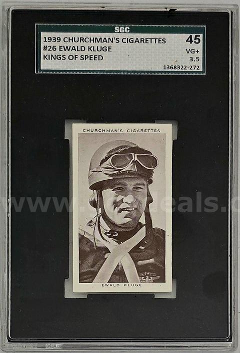 1939 CHURCHMAN'S CIGARETTES #26 EWALDKLUGE KINGS OF SPEED