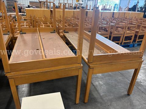 (4) LIBRARY TABLES (3FT L  X 6FT W X 29IN T) (#1)