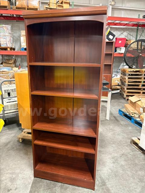 WOODEN BOOK SHELF (29.5 W  X 6' T X 14IN D)