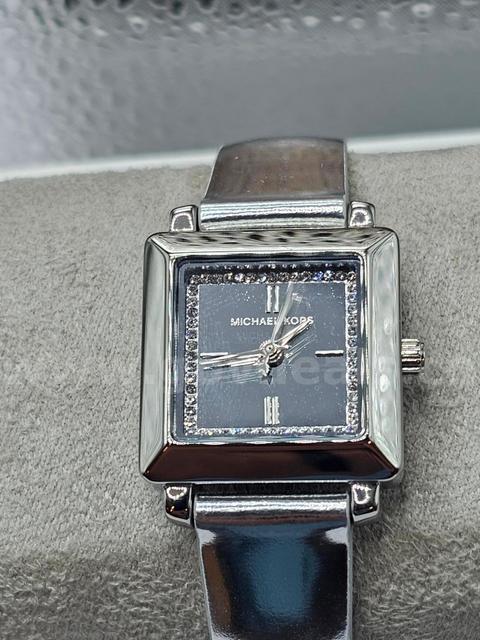 Michael Kors Silver Square Crystal Bezel Bangle Watch —Brand new never worn
