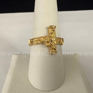 Beautiful, 24k Gold, Size 8 1/2, Jesus Cross Ring