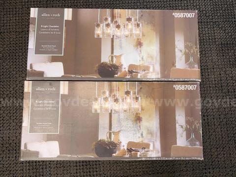 FREE SHIPPING - Lot of 2 Allen + Roth Vallymede 8-Light Nickel Chandeliers NEW