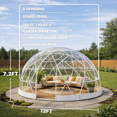 FREE SHIPPING - NEW 12FT Geodesic Garden Dome Tent Greenhouse w/ PVC Cover