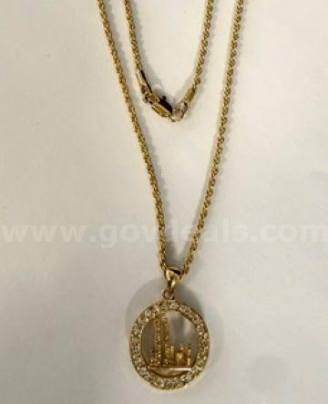 Beautiful, CZ Twin Towers Pendant, W/1MM , 20 Inch Rope Necklace, Real 24k Gold