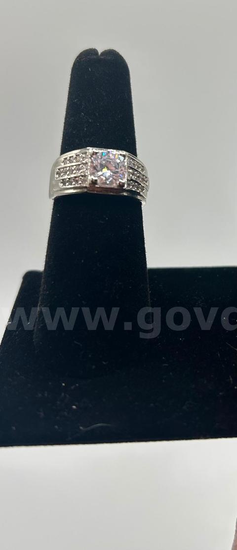 Size 6 1/2,Rhodium Clad, Large CZ W/ Small CZ  Ring