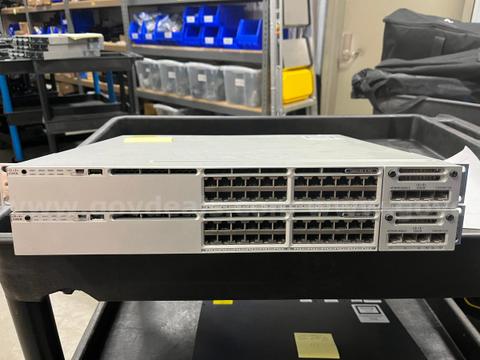 (2) Cisco Catalyst 3850 24-Port PoE+ Managed Switches with C3850-NM-2-10G uplink module.
