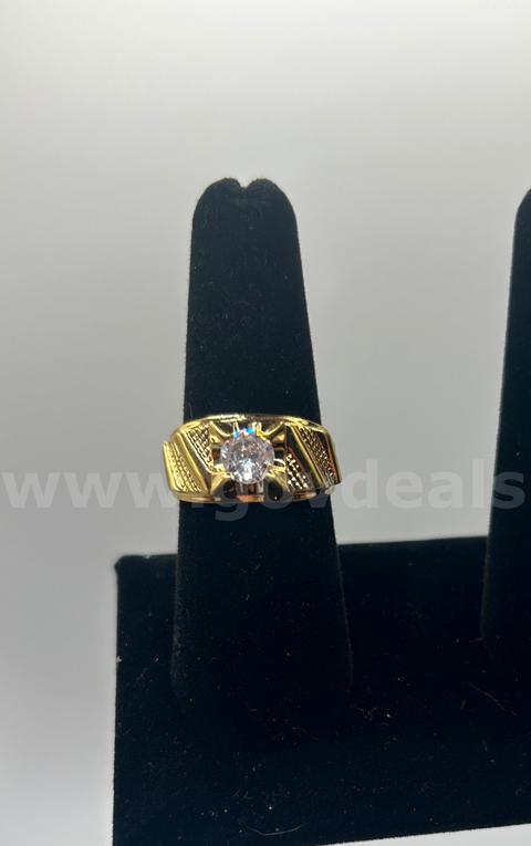 Beautiful, Size 7.5 24k Gold, Large CZ Accent Ring