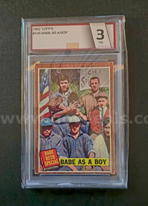 1962 TOPPS #135 BABE AS A BOY GRADED CARD