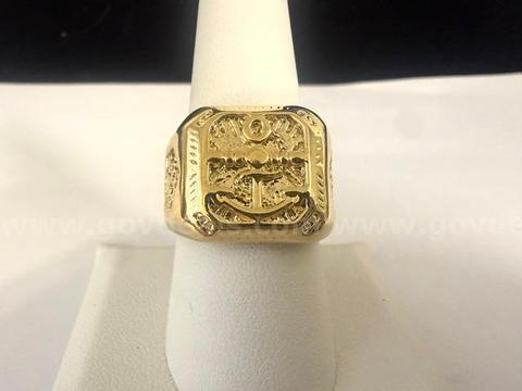 Men's, 24k Gold, Size 9 Mariner/Religious Ring