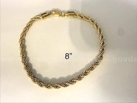 Gorgeous, 8 inch Diamond Cut, 4MM Rope Chain Bracelet, Real 24k Gold Filled
