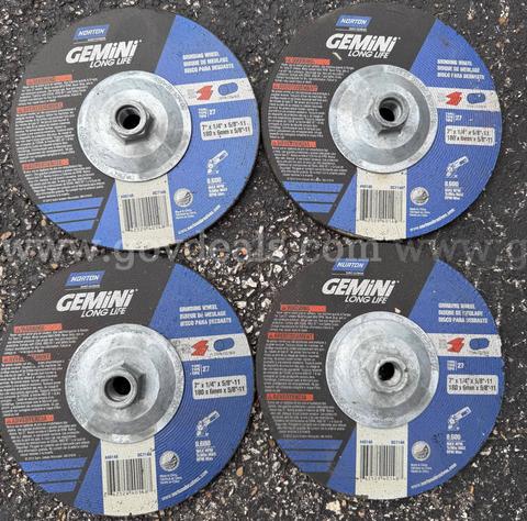 LOT OF 4 NORTON GEMINI Grinding Wheel 7"x1/4"x5/8"-11 TYPE 27 NEWER USED *WILL SHIP*
