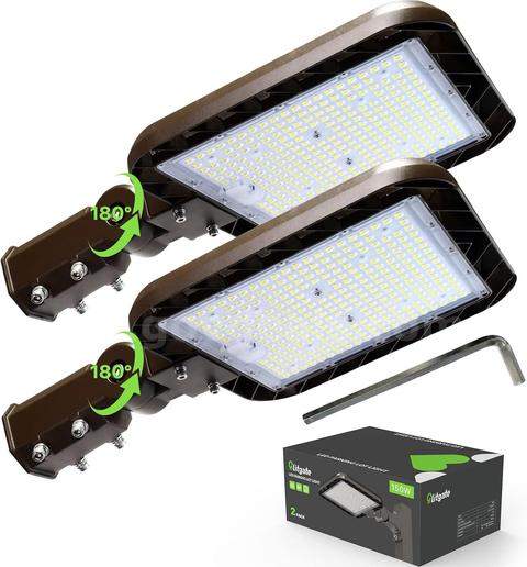 FREE SHIPPING NEW Lot of 2 – 150W LED Parking Lot Lights 22500LM Slip Fitter Mount