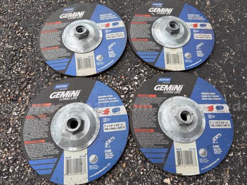 LOT OF 4 NORTON GEMINI Grinding Wheel 7"x1/4"x5/8"-11 TYPE 27 NEWER USED *WILL SHIP*