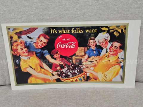 Coca-Cola "It's What Folks Want" Vintage Style Advertising Poster β 10x19