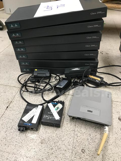 (7) Cisco 2500 Switches, (1) Cisco AIR-PWRINJ3 Aironet Power Injector, (2) UNICOM Xtend 100Tx/Fx	Media Converter N/A