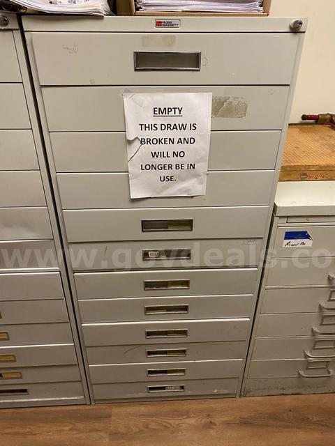 Broken Russ Bassett Microfilm Storage Cabinets