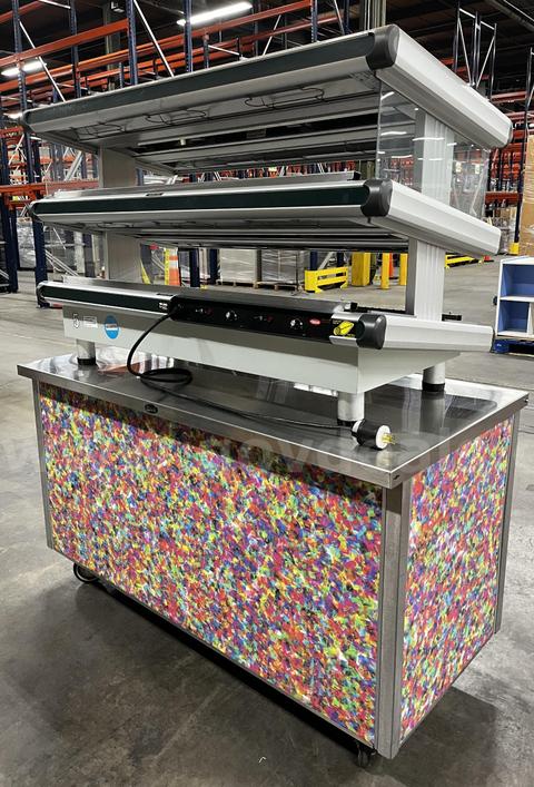 **** HATCO 54 GLO-RAY SLANTED DOUBLE SHELF WARMER/MERCHANDISER WITH RANDELL MOBILE COUNTER **** (I)