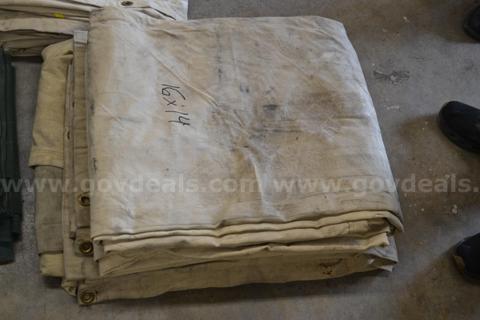 Lot to include Three (3) Canvas 16' x 14' Tarps
