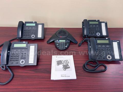 Lot of (4) Vertical SBX IP 320 Phones and (1) Conference Phone