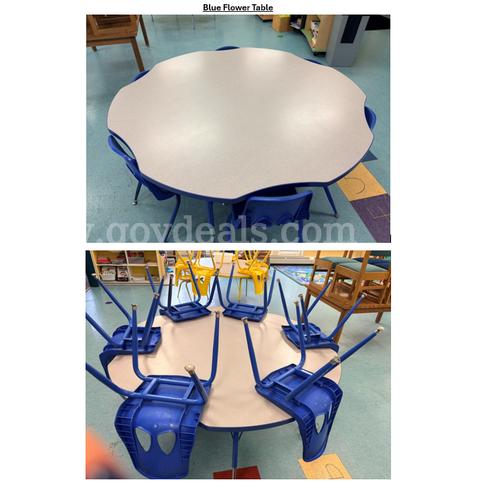 3 Sets of Flower Tables with 6 chairs per set (Colors Blue, Yellow and Red)