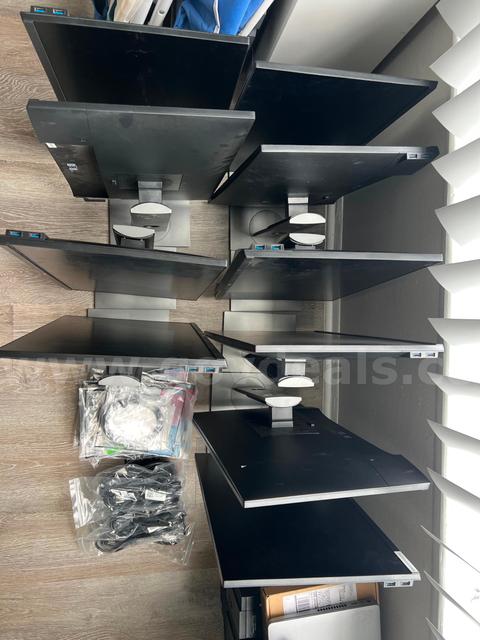 LIKE NEW!! A LOT OF 10 USED DELL MONITORS + 10 DISPLAYPORT CABLES 6 FT + 10  POW