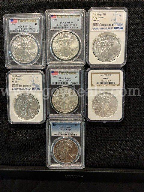 Lot of 7 US Silver American Coins - SHIPPING ONLY