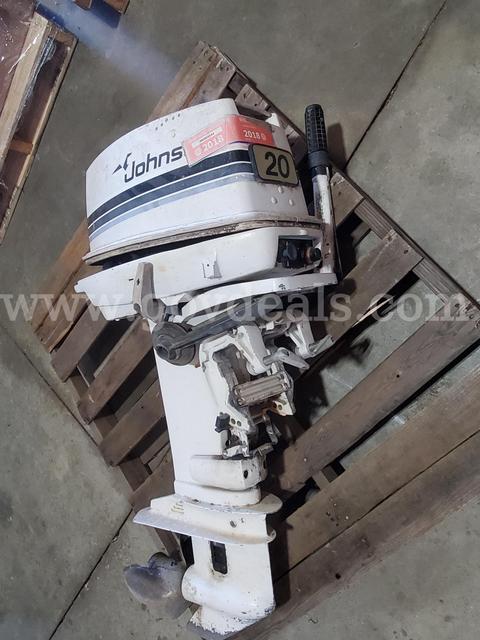 20 HP Johnson single prop boat engine.