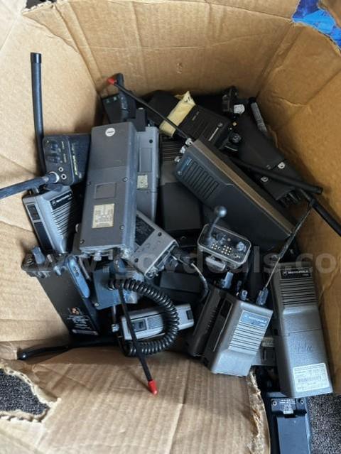 Box of old portable radios