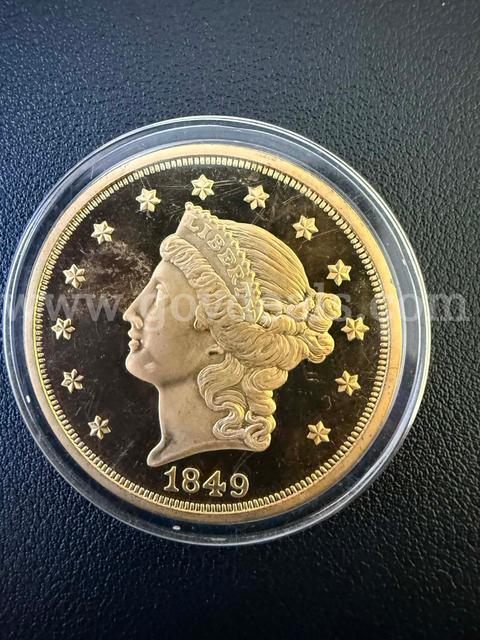 1849 American Mint Commemorative  $20 Liberty Head Tribute Proof 24k Gold-Plated Coin