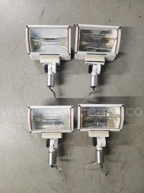 Lot of (4) Fire Research Corporation 120-Volt, 750-Watt Quartz Flood Lights