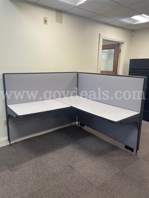 4 Cubicles Desks and Walls (2) with counters (2) without