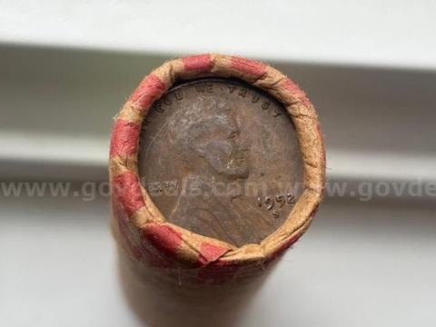 Roll 50 Lincoln Wheat Pennies 1952-S San Francisco Mint Estate Collection Unsearched  S/H