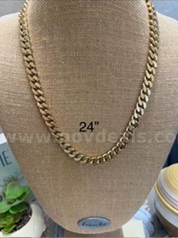 Gorgeous, Heavy, 24k Gold, 24 Inch, Diamond Cut, Flat Cuban Link Chain Necklace