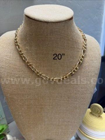 Beautiful, 24k Gold, 20 Inch, Italian Figaro Necklace Chain
