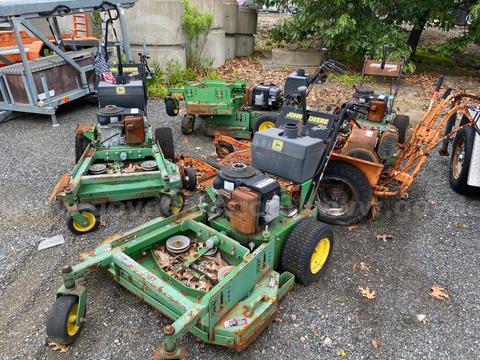 John Deere HD 45 hyrdo mowers, sulkies quantity (4) and a Kut Kwick mower