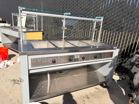 Atlas Metal Industries 4-Well Electric Steam Table Buffet Server w/ Sneeze Guard