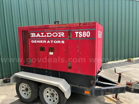 2005 Baldor TS80T Mobile Generator: 65 kW -towable unit powered by a John Deere diesel engin