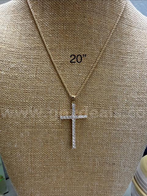 Gorgeous, Real 24k Gold Filled, 1MM, 20 Inch, Rope Chain Necklace, W/CZ Bling, Bling Cross