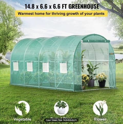 FREE SHIPPING - 15x7x7 ft Walk-In Tunnel Greenhouse Portable Hoop House w/ 8 Windows FREE SHIPPING