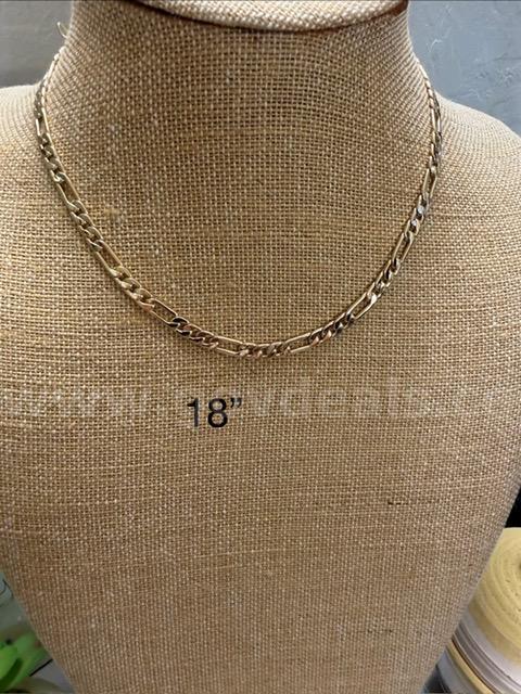 Gorgeous, 24k Gold, 18 Inch Italian Figaro Necklace Chain