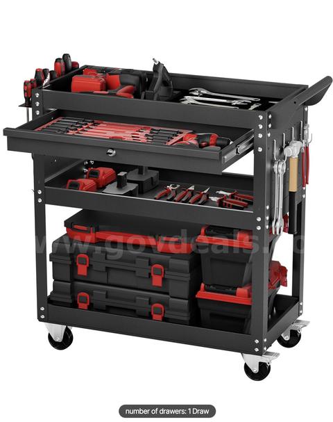 Free Shipping New - 4-Tier Rolling Tool Cart with Drawer Pegboard 350 lb Capacity