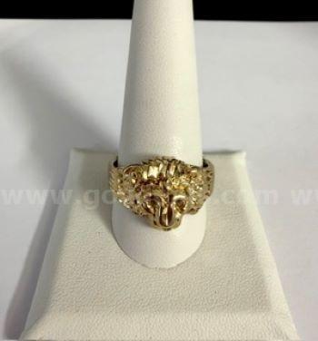 Men's, 24k Gold, Size 12, Lion Head Ring