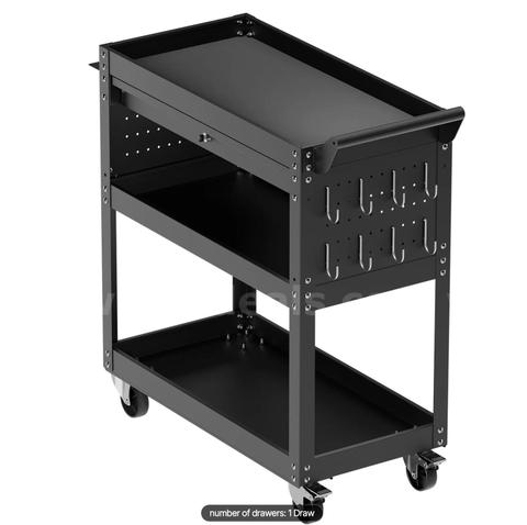 Free Shipping New - 4-Tier Rolling Tool Cart with Drawer Pegboard 350 lb Capacity