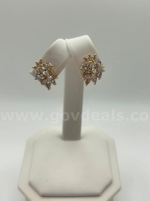 Gorgeous, 24k Gold Filled, Brilliant  Bunch CZ Earrings.
