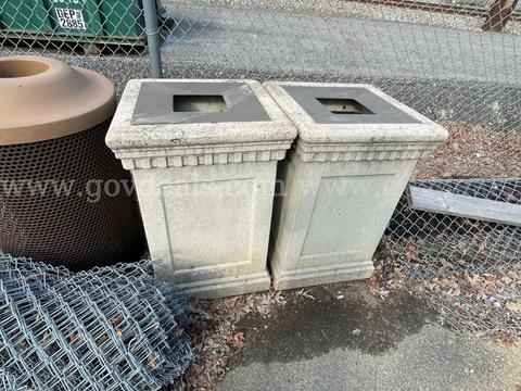 Lot of Two (2) Concrete Decorative Trash Cans