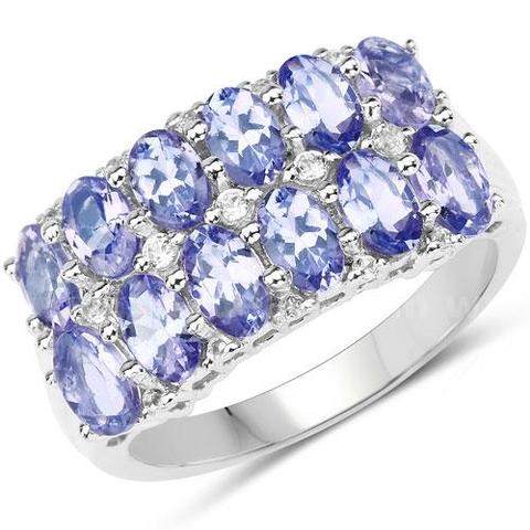 NEW Genuine Tanzanite & White Topaz Ring β Solid .925 Sterling Silver